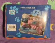 Vintage 2000 BLUE’S CLUES Twin Sheet Set PINK Fitted Flat Pillow Case Dan River