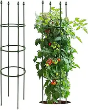 Growsun Tomato Cages for Garden Up to 55 inch Adjustable Plant Stakes Climbing Supports, Plant Ties Include, 3 Pack