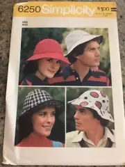 1974 SIMPLICITY #6250 - TWO STYLE ADULT RETRO FLOPPY HAT PATTERN FF
