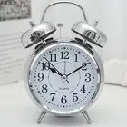 Metal Retro Twin Bell Alarm Clock with Night Light and Loud Alarm Silver