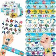 48 PCS Turtle Party Favors 24PCS Tattoos Stickers 24PCS Slap Bracelets Wristbands Perfect for Themed Birthday Baby Showers or Classroom Rewards Ideal Decor and Gifts for Girls and Boys