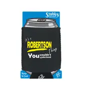 Sailing Robertson V1 Surname Thing - Funny Novelty Stubby Holder With Base