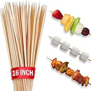 100pcs Bamboo Skewers Sticks - Extra Long 16"" Marshmallow Roasting Sticks Thick Wooden Smore Sticks - Ideal for BBQ Kabob Grilling Barbecue Roasting Sticks