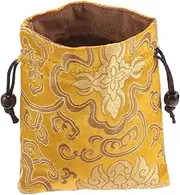 [Milisten] Embroidered Jewelry Pouch Bag Brocade Drawstring Coin Purse for Necklaces Bracelets Small Accessories Lightweight Elegant Travel Friendly Design