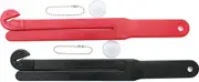 Food Bag Pouch Cutter Opener with Stainless Steel Blade and Squeezer for Kitchens - Includes EZ Hang Chain and Suction Cup for Easy Storage (1 Black - 1 Red (2pk))
