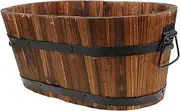 MOBUTOFU Wooden Barrel Flower Pot Sturdy Outdoor Planter Versatile Plant Container for Garden Decor Storage