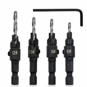 4pcs Screw Countersink Bit Set Pilot Holre Drill Metal Plastic Wood Hex Shank AU
