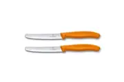 Victorinox Steak & Tomato Knife Pistol Grip 11cm Orange Set x 2 Knives