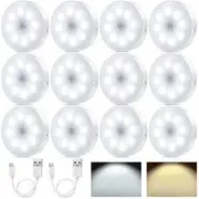Rechargeable Motion Sensor Light Fixture, 12-Piece Indoor LED USB Cordless Ba...