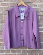 NWT Cabela’s Wool Blend Tweed Overcoat Jacket Button Lavender Purple Women’s 2XL
