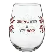 Stemless Wine Glass Cozy Nights Pack of 4 Size 5in H Capacity 20 oz Perfect Gift