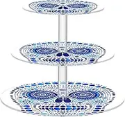 Disco Skull Skeleton Peas Outlined Blue Acrylic Tray Spill-Proof Three-Tiered Display Stand Dressing Room Bandeja para Perfumes Tocador