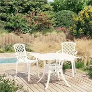 3 Piece Bistro Set Cast Aluminium White Patio Bar Sets