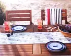 Vineyard Vines Target Table Runner White Blue Whale Stripes Cotton 14” x 72”
