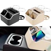 Car Armrest Storage Box Auto Armrest Tissue Holder with 2 Folding Cup guWeZ