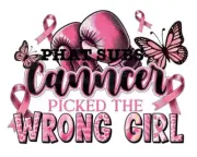 Sublimation Print Wrong Girl Breast Cancer Ready to Press Heat Transfer