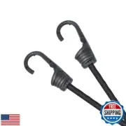MARRTEUM 12-Inch Bungee Cords with Hooks Black Elastic Rope Straps for Campin