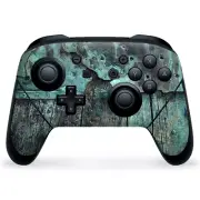 Nintendo Switch Pro Controller Skin Decal Vinyl Wrap - Patina Metal Wood Blue