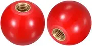 uxcell 4Pcs Threaded Ball Knobs, M12 Female Thread Thermoset Ball Knob 40mm Dia Round Operation Ball Handles with Copper Insert for Machine Lever Handle, Red