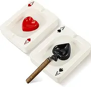 Amylove 2 Pcs Cool Ashtray Creative Poker Ceramic Cigarette Ashtray for Stoners Ceramic Poker Cigarette Accessories for Home Office Stoner Room Decor Men Women Gift Supplies