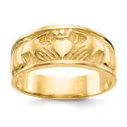 14K Yellow Gold Polished Claddagh Band