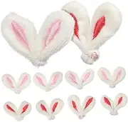 Veemoon 10 Pcs Bunny Ears DIY Animal Accessories Fluffy Craft Ears for Plush Dolls Clothing Hairpins and Themed Decorations