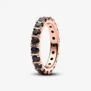 *BRAND NEW* Pandora Rose Gold-Plated Black Sparkling Row Eternity Ring 180050C02