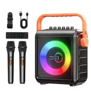 Karaoke Machine,8000mAh Portable Bluetooth Speaker with 2 Wireless Microphone...