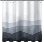 Sunlit Designer Shower Curtain with 12 Plastic Hooks Ombre Gray Fabric Shower Curtains for Bathroom Decor, Contemporary Bathroom Curtains, 71x71 inch