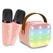 Mini Karaoke Machine for Kids Age 4-12, Bluetooth Speaker with 2 K1-2MIC-PINK