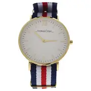 Andreas Osten AO-63 Somand - Gold/Navy Blue-White-Red Nylon Strap Watch by Andreas Osten for Unisex - 1 Pc Watch