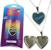 [STANDS OUT] PHOEBE PERSONALISED HEART SHAPED NAMED MOOD LOCKET FUN GIFT PRESENT, Zinc
