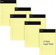Enday Small Note Pads 5x8 Legal Pads, Legal/Wide Ruled Writing Pad with Perforated Pages, Canary Yellow Paper Jr. Legal Note Pads for Work and Note-Taking, 30 Sheets Per Notepad, 6 Pack