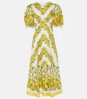 [Alemais] Alémais Gisela floral linen midi dress UK 12 yellow