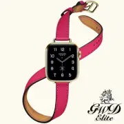 18k Gold Apple Watch Hermes Series 7 41mm Rose Mexico Pink Double Tour Attelage