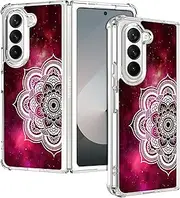 [SuzaCase] Clear Case for Samsung Galaxy Z Fold 5 - Samsung Z Fold 5 5G Case with Stylish Mandala Nebula Galaxy Printed Durable Clear Shockproof Drop Protection Back Case for Samsung Z Fold5