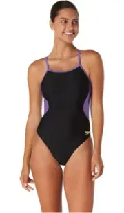 Speedo Women's Swimsuit One Piece Eco Splice Team Purple Size 30 NWT
