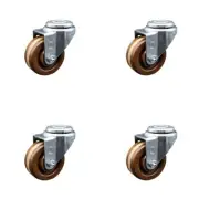 3 Inch SS High Temp Phenolic Wheel Swivel Bolt Hole Caster Set Service Caster