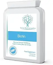Biotin 10,000mcg 120 Tablets – exclusively D-Biotin, the only natural form with full vitamin activity – Maximum Strength Vitamin B7 Hair Growth Supplement – Support for Healthy Hair, Nails and Skin