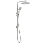 Round Brushed Stainless Steel 12" Rain Shower Head Set Handheld Sliding Rail Arm