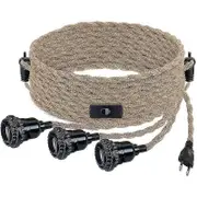 Diy Pendant Light With Hemp Rope, Textile Cable, Hanging Lamp 3e27 With Switch And Plug, Retro Lamp 9 Meters Of Cable, Lamp For Dining Table, Cafe, Li