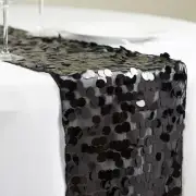 Black Large PAYETTE SEQUIN 13x108" TABLE RUNNER Wedding Catering Decorations