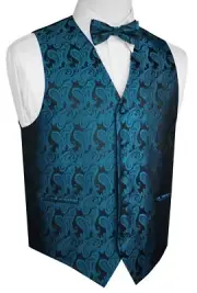 MEN'S SERENE PAISLEY FORMAL DRESS TUXEDO VEST & BOW-TIE SET. WEDDING PROM