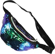 SAFIGLE Bum Bag Women Mermaid Sequin Pockets Outdoor Waist Pouch Sports Fanny Pack Fashion Design Hands for Women