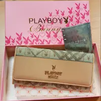 在飛比找蝦皮購物優惠-Playboy玩男孩裸色淺咖啡色多卡層長夾