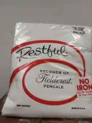 Vtg Restful Seconds of Fieldcrest Percale Full Flat Sheet White 100% Cotton NOS
