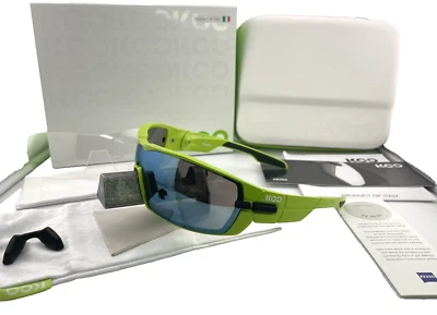 KASK KOO OPEN MEDIUM LIME W/ SUPER BLUE CLEAR CYCLING SUNGLASSES ZEISS NEW $240
