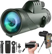Stscope360 Monocular, High Powered Monocular Telescope with Night Vision, Long Range Zoom Scope for Bird Watching Hunting Hiking Travel, Phone Adapter & Tripod Included(Green,80 * 100)