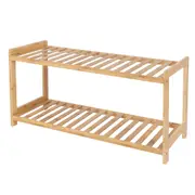 Casa Decor 2 Tier Bamboo Shoe Stool Compact, Durable, Storage Oak