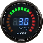 SFCPDDZYNE 52mm Black Shell Auto Car Turbine Turbo Digital Boost Gauge -1~3.0 Bar and Voltage Meter Automotive Voltage Boost Meter